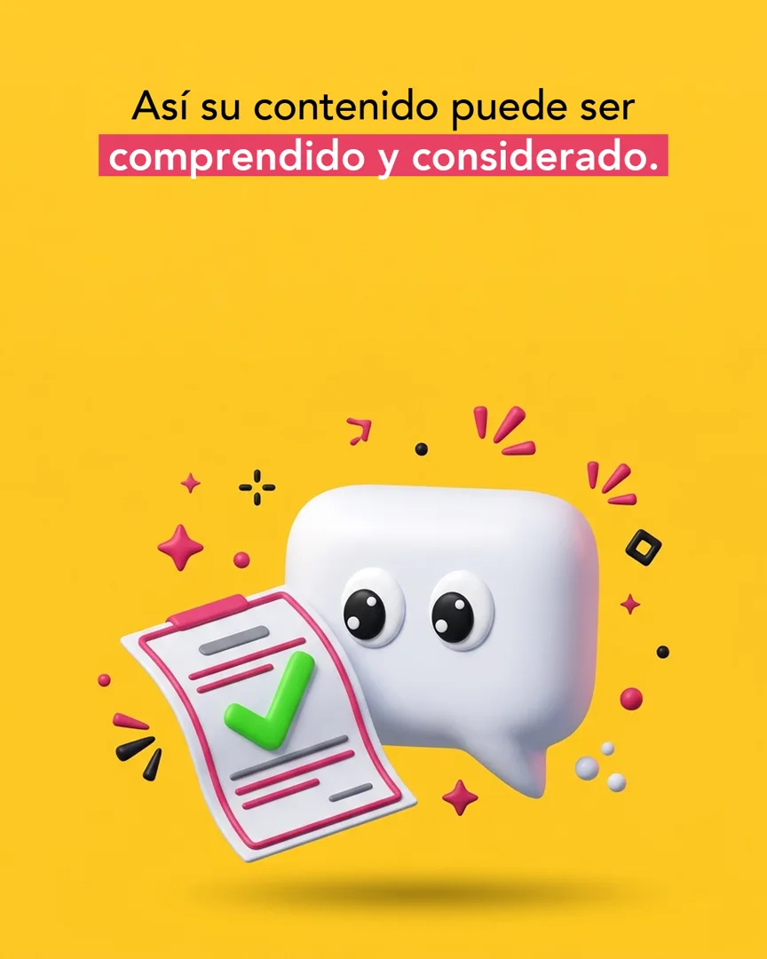Tercera lámina del carrusel, con un globo de chat animado y una lista de verificación.